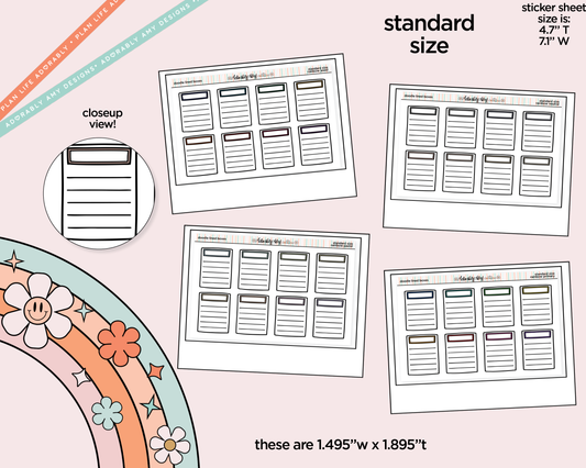 Rainbow Doodle Lined Boxes Standard Size Planner Stickers - Adorably Amy Designs