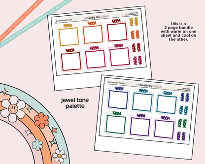 Rainbow Doodled Dot Washi Grid Boxes Boxes Large/Jumbo Size Planner Stickers