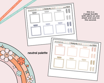 Rainbow Doodled Dot Washi Grid Boxes Boxes Large/Jumbo Size Planner Stickers