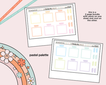 Rainbow Doodled Dot Washi Grid Boxes Boxes Large/Jumbo Size Planner Stickers