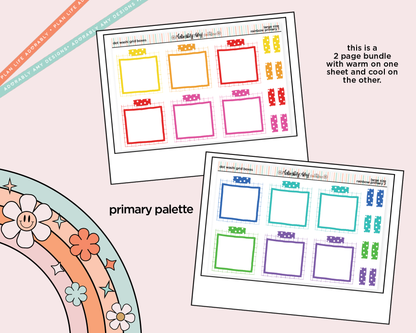 Rainbow Doodled Dot Washi Grid Boxes Boxes Large/Jumbo Size Planner Stickers