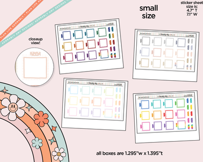 Rainbow Doodled Dot Washi Grid Boxes Small Size Planner Stickers