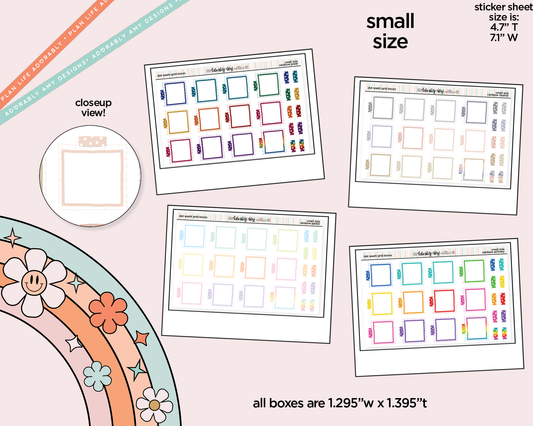 Rainbow Doodled Dot Washi Grid Boxes Small Size Planner Stickers - Adorably Amy Designs