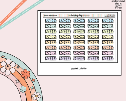 Rainbow Doodle Dotted Washi Strips Large/Jumbo Size Stickers for any Planner or Insert - Adorably Amy Designs