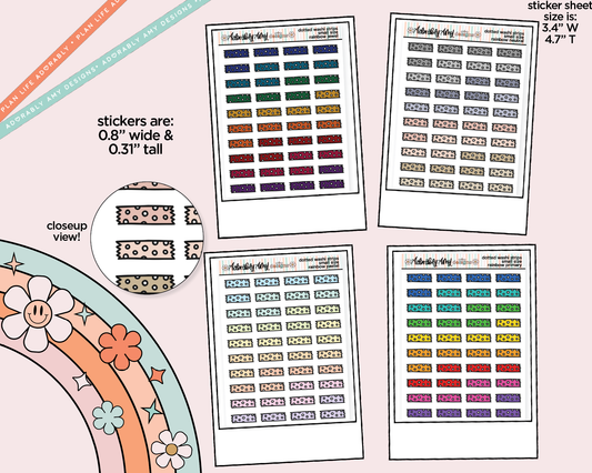 Rainbow Doodled Dotted Washi Strips Small Size Planner Stickers for Any Planner - Adorably Amy Designs