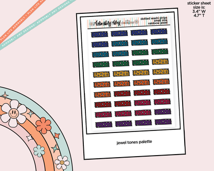 Rainbow Doodled Dotted Washi Strips Small Size Planner Stickers for Any Planner - Adorably Amy Designs