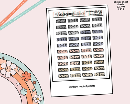 Rainbow Doodled Dotted Washi Strips Small Size Planner Stickers for Any Planner - Adorably Amy Designs