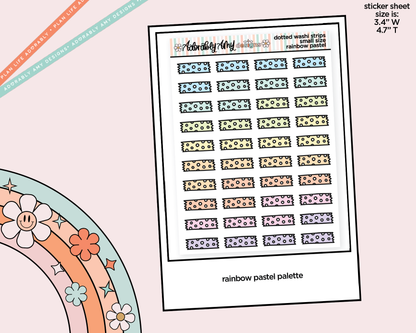 Rainbow Doodled Dotted Washi Strips Small Size Planner Stickers for Any Planner - Adorably Amy Designs
