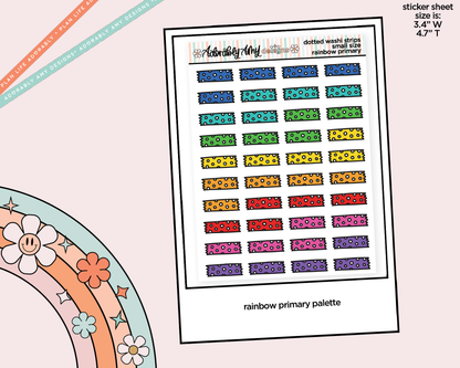 Rainbow Doodled Dotted Washi Strips Small Size Planner Stickers for Any Planner - Adorably Amy Designs