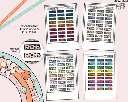 Rainbow Doodled Dotted Washi Strips Standard Size Stickers for any Planner or Insert - Adorably Amy Designs