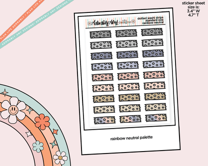 Rainbow Doodled Dotted Washi Strips Standard Size Stickers for any Planner or Insert - Adorably Amy Designs