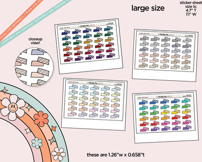 Rainbow Doodle Double Washi Strips Large/Jumbo Size Stickers for any Planner or Insert - Adorably Amy Designs