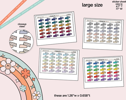 Rainbow Doodle Double Washi Strips Large/Jumbo Size Stickers for any Planner or Insert - Adorably Amy Designs