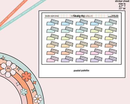 Rainbow Doodle Double Washi Strips Large/Jumbo Size Stickers for any Planner or Insert - Adorably Amy Designs