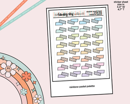 Rainbow Doodled Double Washi Strips Small Size Planner Stickers for Any Planner - Adorably Amy Designs