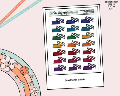 Rainbow Doodled Double Washi Strips Standard Size Stickers for any Planner or Insert - Adorably Amy Designs