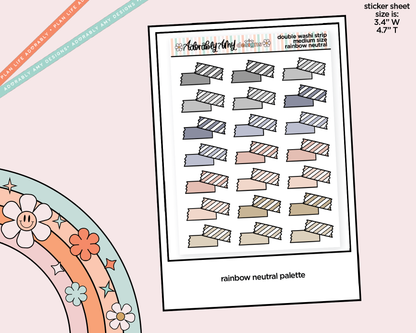 Rainbow Doodled Double Washi Strips Standard Size Stickers for any Planner or Insert - Adorably Amy Designs