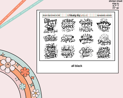 Dream Big & Dare to Fail Deco Typography Sampler Planner Stickers - Adorably Amy Designs