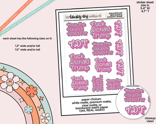 Dreamhouse Democracy Typography Sampler Planner Stickers