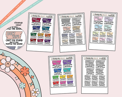 Rainbow or Black Duct Tape Can't Fix Stupid Typography Planner Stickers - Adorably Amy Designs