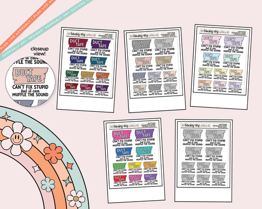 Rainbow or Black Duct Tape Can't Fix Stupid Typography Planner Stickers - Adorably Amy Designs