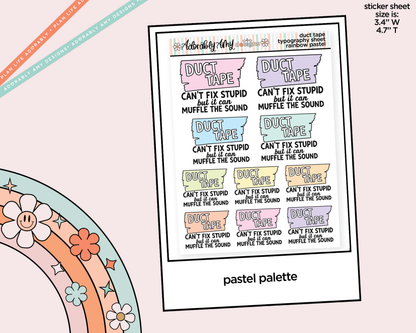 Rainbow or Black Duct Tape Can't Fix Stupid Typography Planner Stickers - Adorably Amy Designs