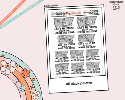 Rainbow or Black Duct Tape Can't Fix Stupid Typography Planner Stickers - Adorably Amy Designs
