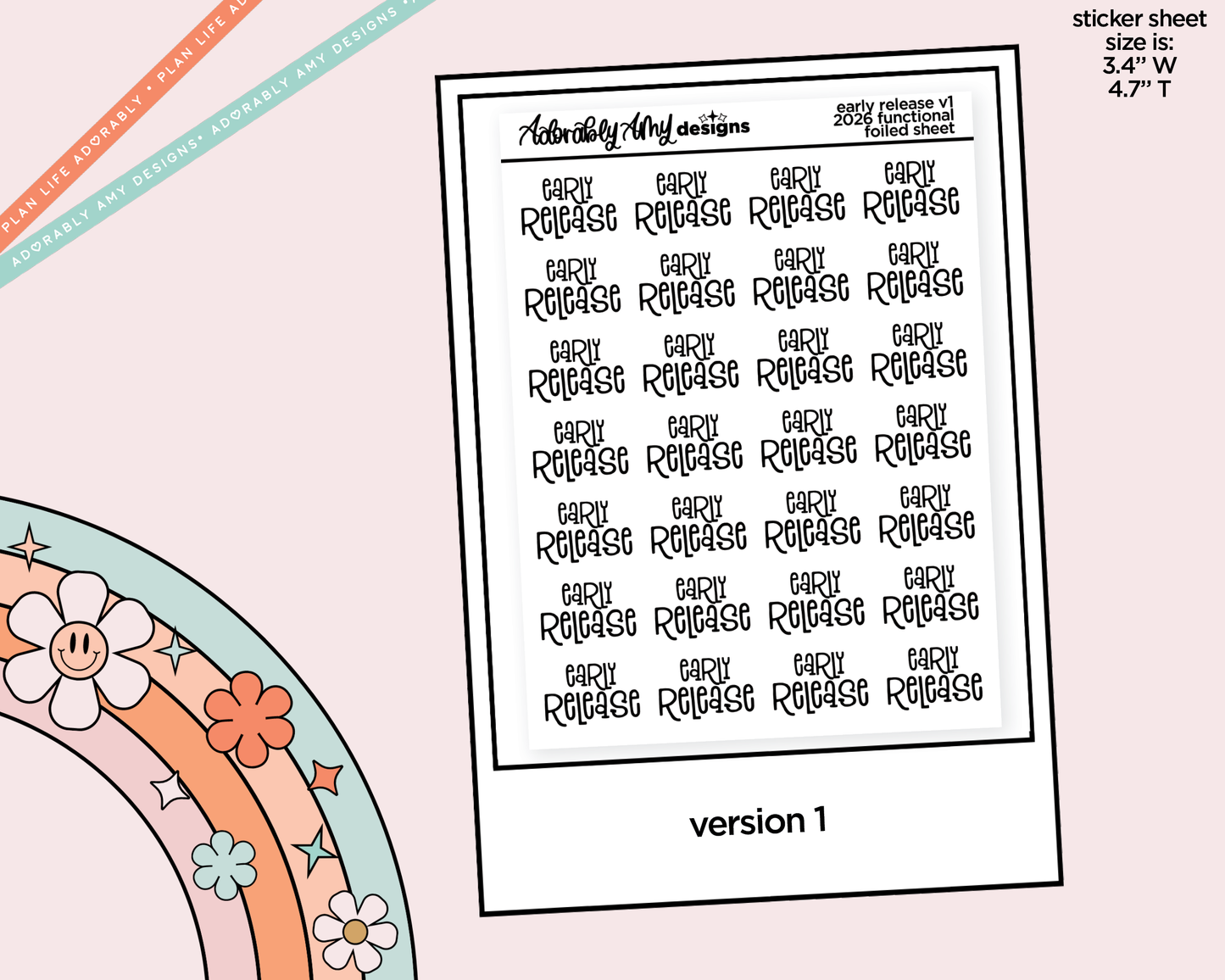 Foiled Early Release 2026 - 2 Versions Reminder Typography Planner Stickers