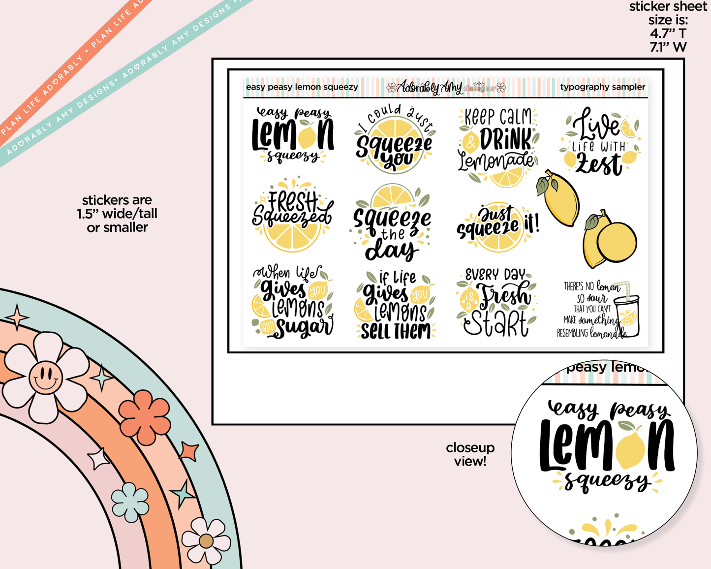 Easy Peasy Lemon Squeezy Deco Typography Sampler Planner Stickers