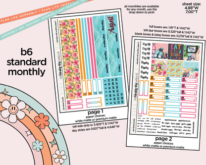 Standard B6 Monthly Pick Your Month Eat Sleep Scuba Planner Sticker Kit for some B6 Planners