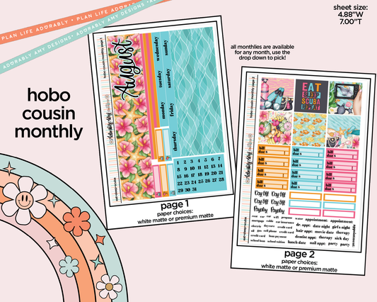 Hobonichi Cousin Monthly Pick Your Month Eat Sleep Scuba  Planner Sticker Kit for Hobo Cousin or Similar Planners