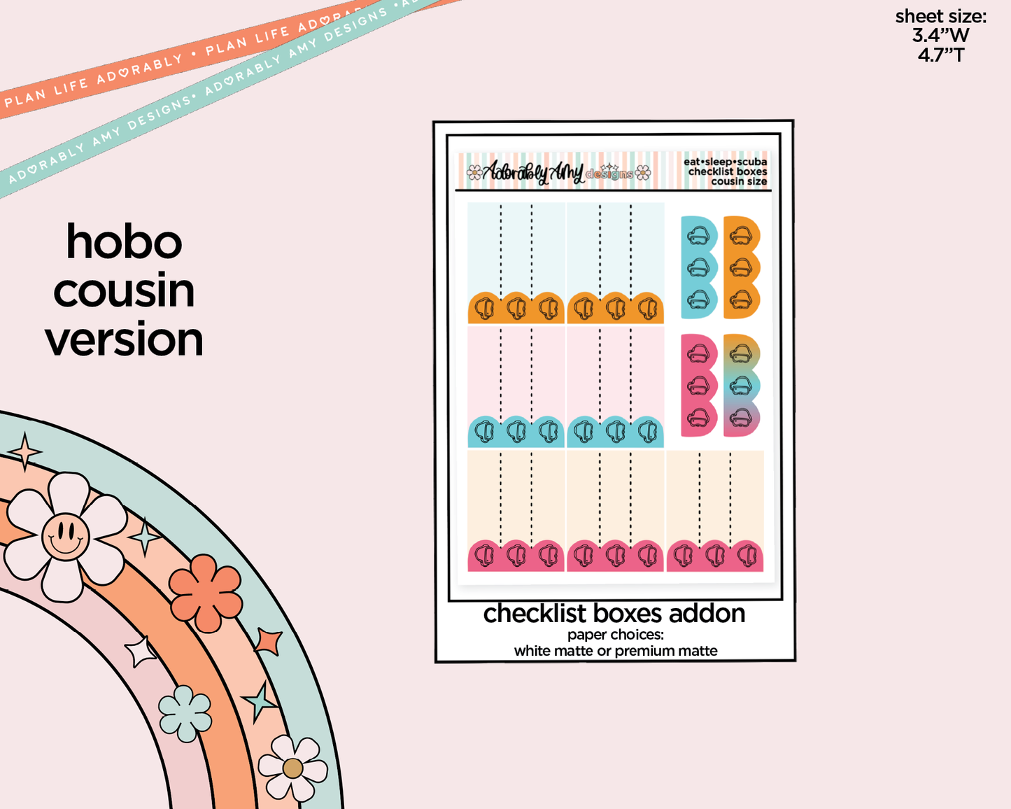 Hobonichi Cousin Weekly Eat Sleep Scuba Planner Sticker Kit for Hobo Cousin or Similar Planners