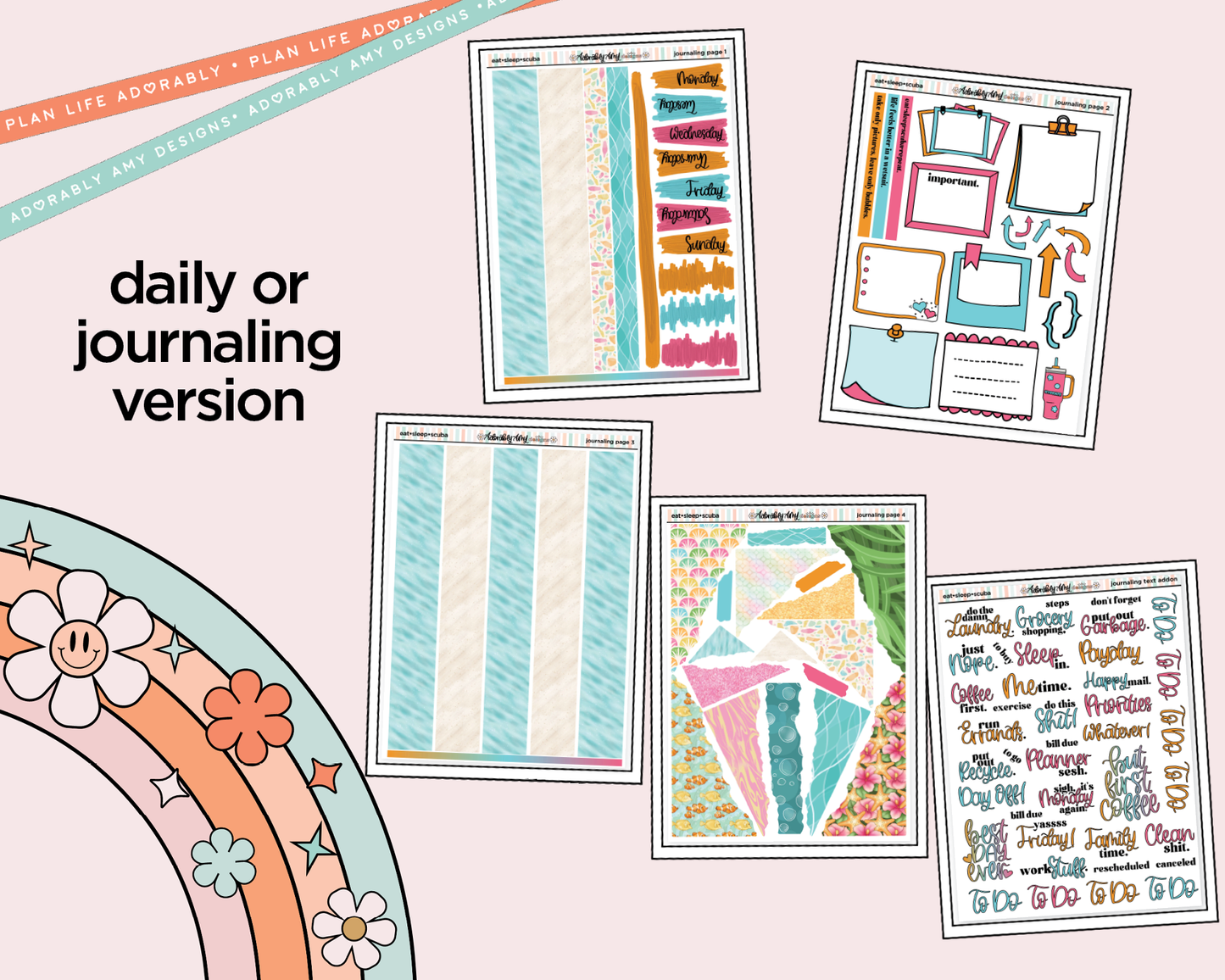 Journaling and Daily Planning Eat Sleep Scuba Planner Sticker Kit