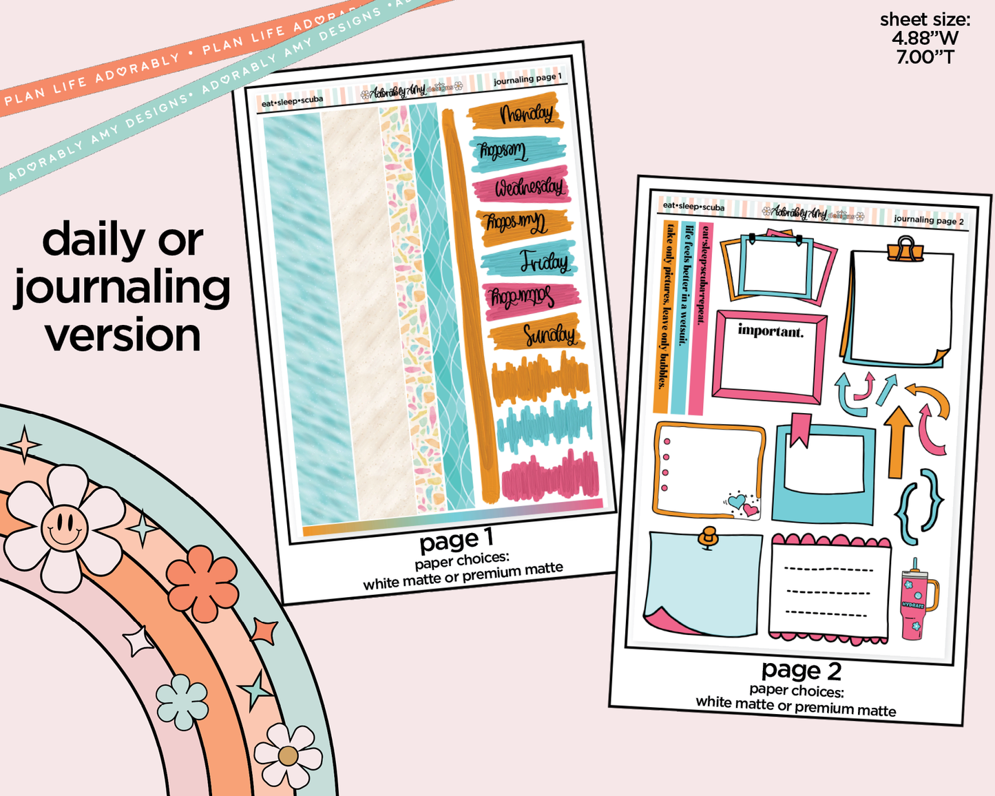 Journaling and Daily Planning Eat Sleep Scuba Planner Sticker Kit