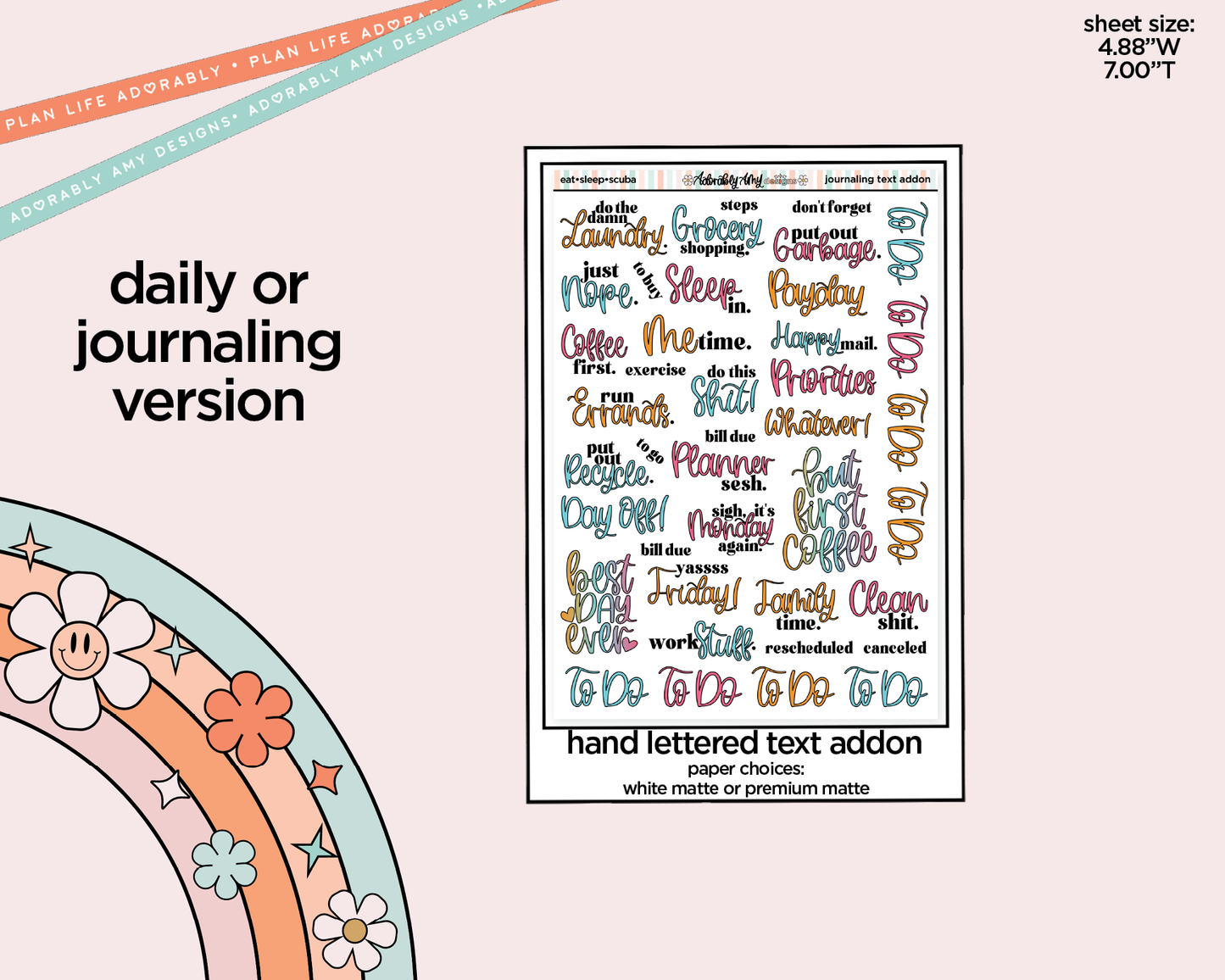 Journaling and Daily Planning Eat Sleep Scuba Planner Sticker Kit