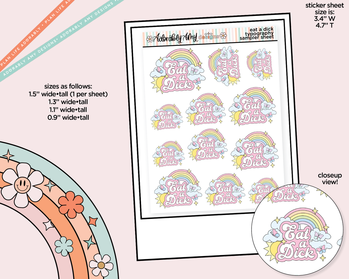Eat a Dick Typography Sampler Planner Stickers - Adorably Amy Designs