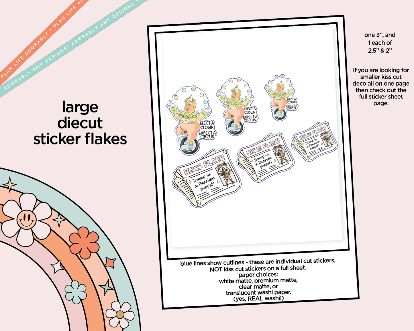 Elect a Clown Expect a Circus Anti-Trump Themed Typography Sampler Planner Stickers