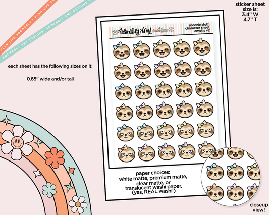 Snoozie Sloth Emotions V2 Decoration Character Planner Stickers