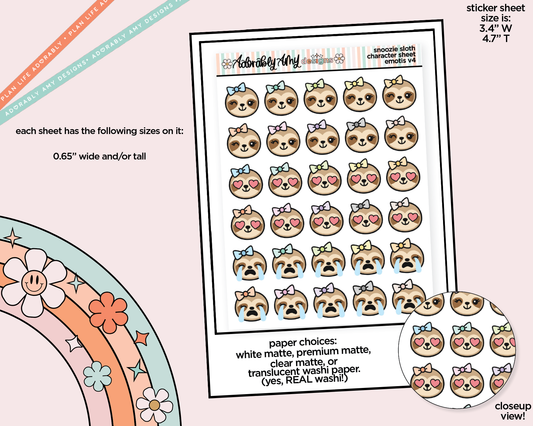 Snoozie Sloth Emotions V4 Decoration Character Planner Stickers