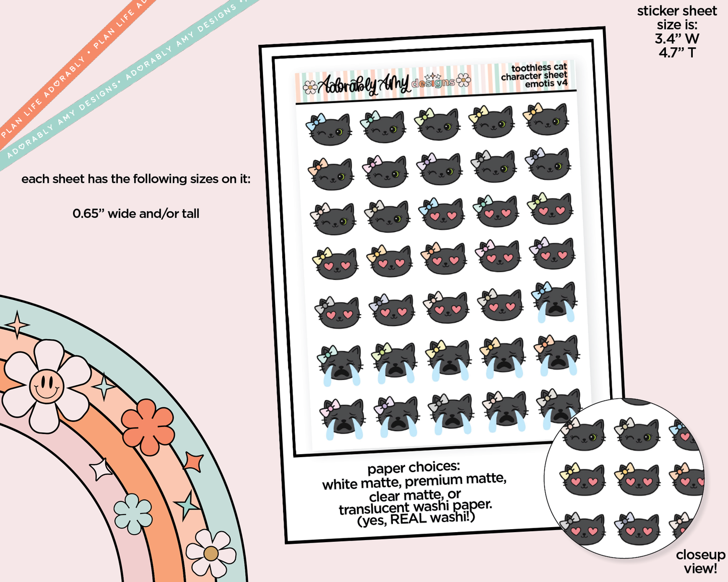 Toothless Cat Emotions V4 Decoration Character Planner Stickers