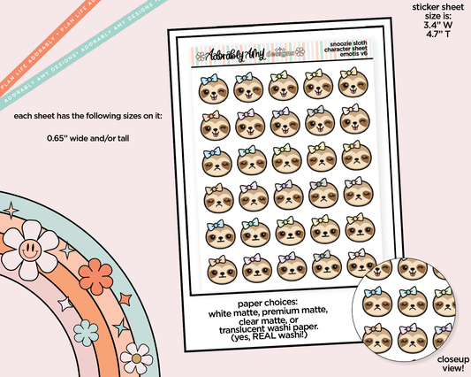 Snoozie Sloth Emotions V6 Decoration Character Planner Stickers