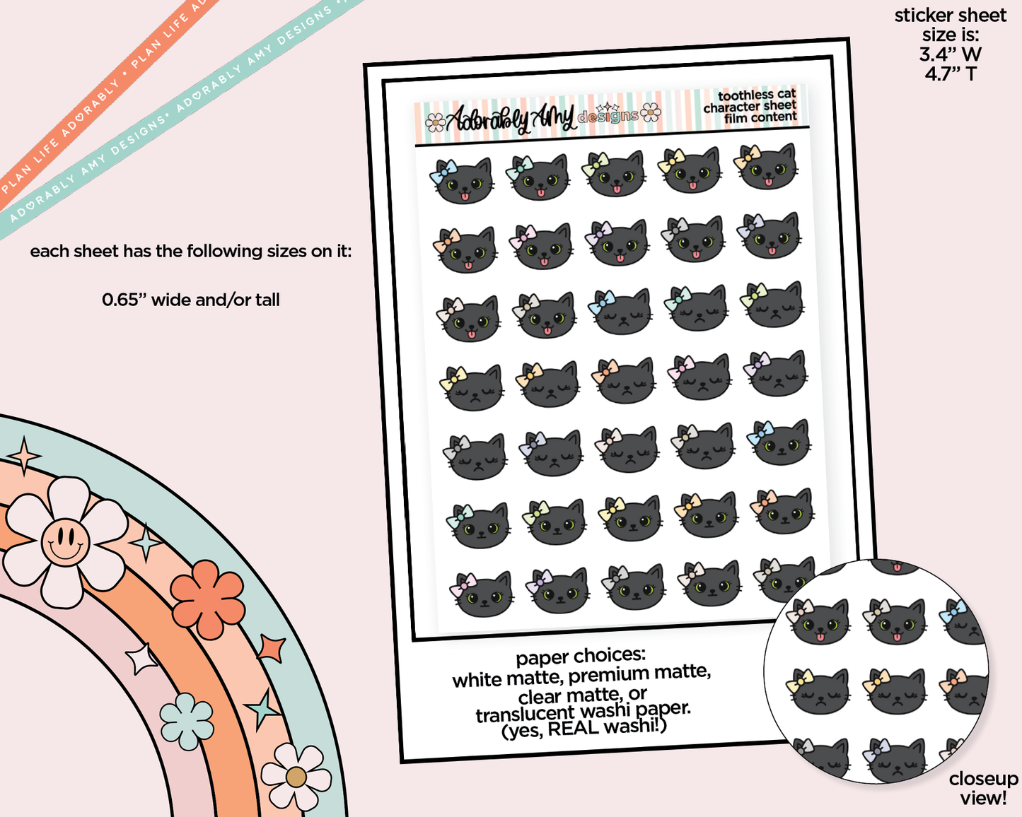 Toothless Cat Emotions V6 Decoration Character Planner Sticker