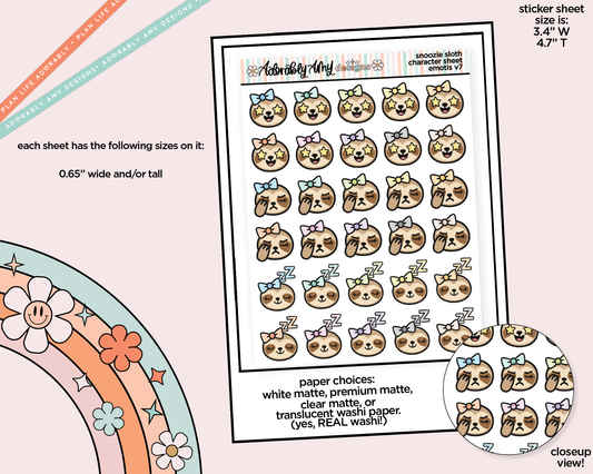 Snoozie Sloth Emotions V7 Decoration Character Planner Stickers
