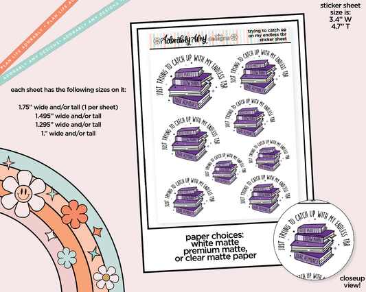 Catching Up on My Endless TBR Typography Sampler Planner Stickers for any Planner or Insert