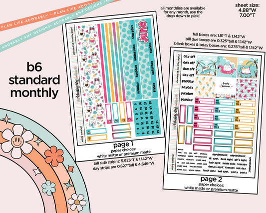 Standard B6 Monthly Pick Your Month Enjoy Summer Planner Sticker Kit for some B6 Planners
