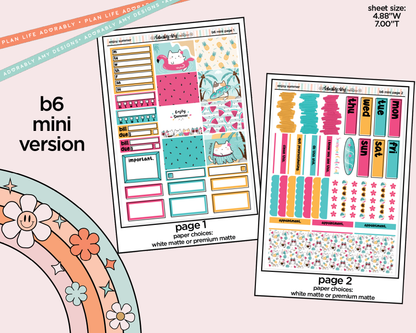 Mini B6 Enjoy Summer Planner Sticker Kit sized for ANY Vertical Insert