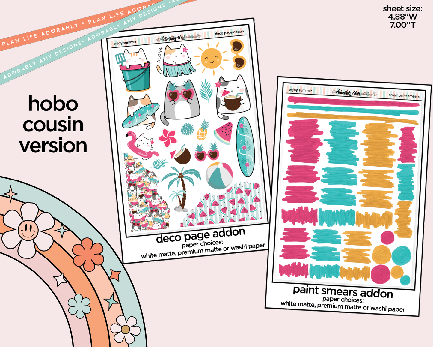 Hobonichi Cousin Weekly Enjoy Summer Planner Sticker Kit for Hobo Cousin or Similar Planners