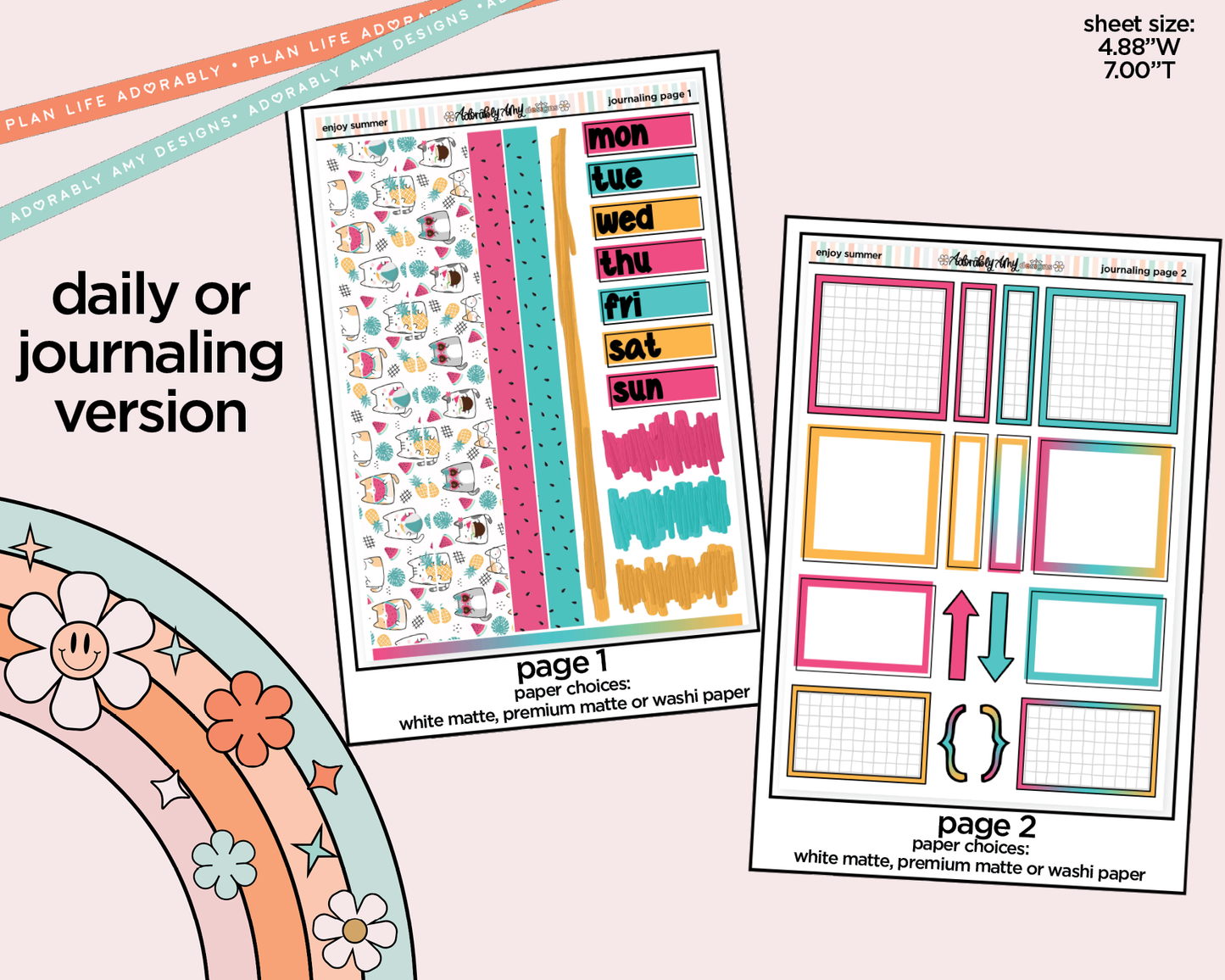 Journaling and Daily Planning Enjoy Summer Planner Sticker Kit