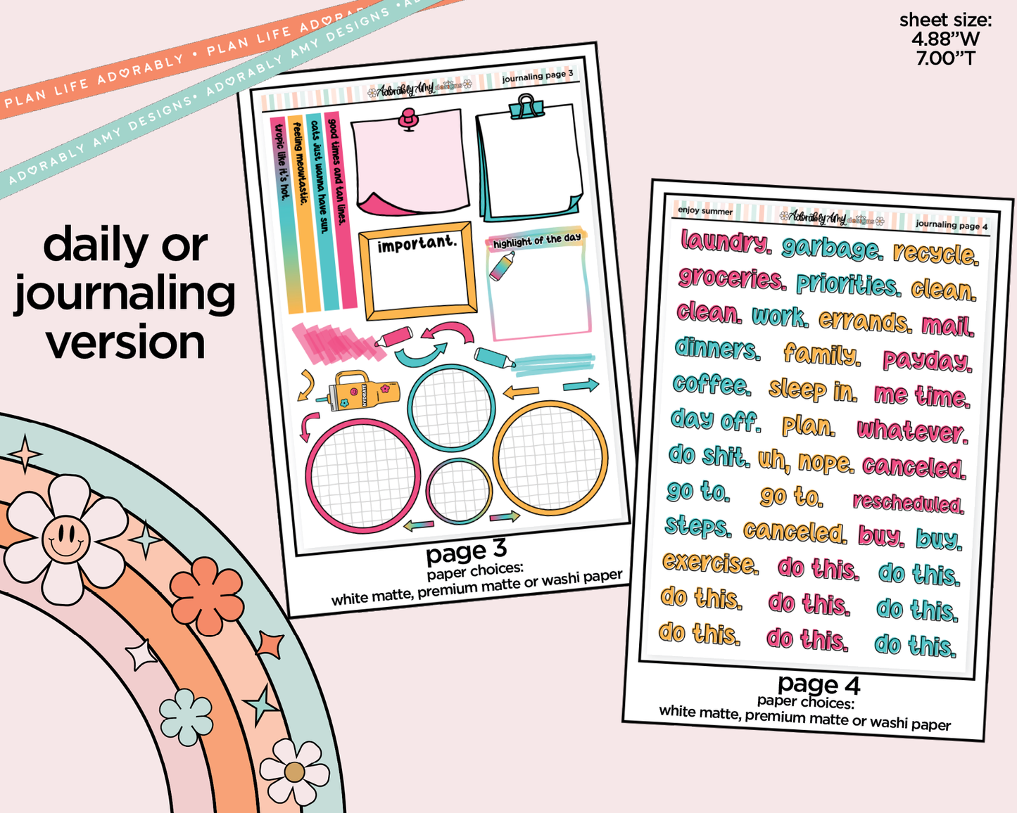 Journaling and Daily Planning Enjoy Summer Planner Sticker Kit