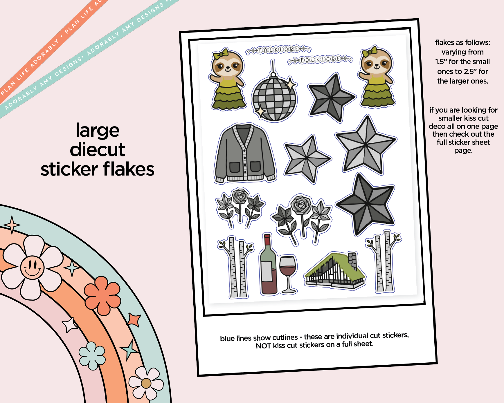 Folklore Era Decoration Character Planner Stickers - Adorably Amy Designs